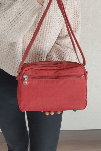 DUOMİNO Women's Tile Multi-Pocket Adjustable Cross Strap Shoulder Bag 24x16cm with Key Holder