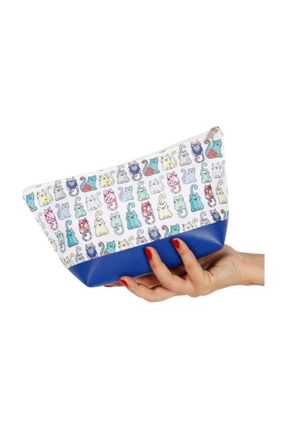 Bakras Cat Printed Makeup and Care Bag