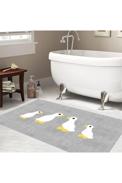 festivalya Washable Ugly Duckling Bathroom Carpet Mat Toilet Seat Single Piece Non-Slip Base 60x100 Cm