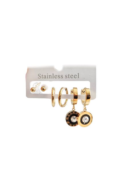 NFzzTakı Stainless Steel (316L) Gold Color 6Pcs Watch Earrings