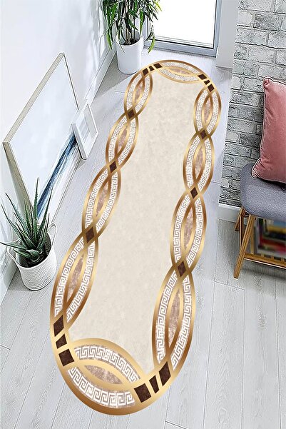 eco concept Gold Renk Salon Halısı, Lazer Kesim Halı, Kaymaz Taban Halı, Yıkanabilir, Yolluk