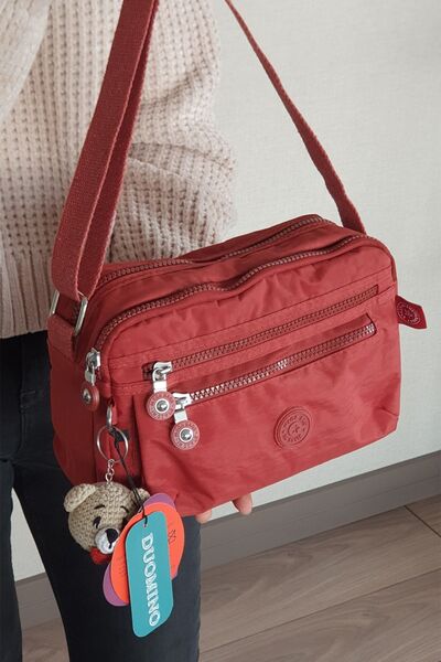 DUOMİNO Women's Tile Multi-Pocket Adjustable Cross Strap Shoulder Bag 24x16cm with Key Holder