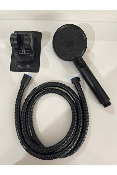 NOY 5 FONKSİYONLU  FULL SİYAH DUŞ BAŞLIĞI VE  SIK ÖRGÜLÜ DUŞ HORTUMU 150 CM Y...