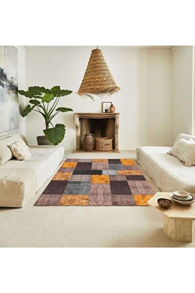 eco concept Renkli Kilim Desen Makinede Yıkanabilir Dot Taban Salon Halısı Mu...