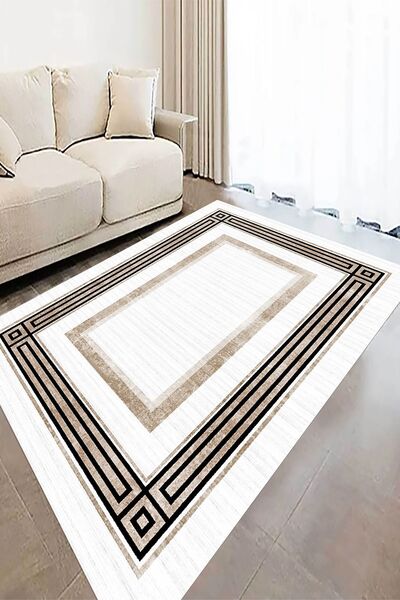 eco concept Kahverengi Halı, Salon Halısı, Çerçeveli Halı, Kaymaz Taban Halı,...