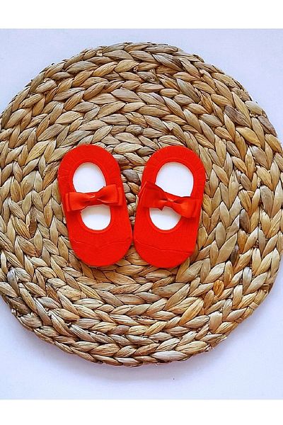 Asa Bebek Çocuk Baby Girl Red Ballerinas with Satin Bow