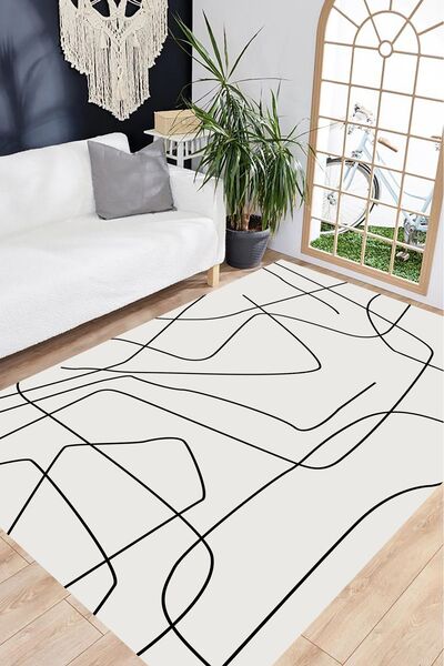 eco concept Krem Renk İskandinav Halı, Bohem Halı, Makinede Yıkanabilir, Kaym...