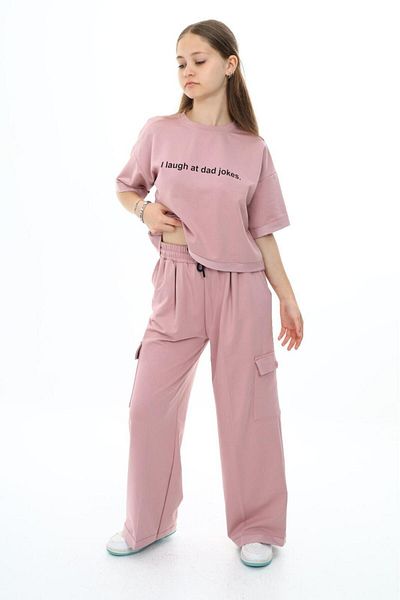 Jannock Κοριτσίστικη φόρμα oversize βαμβακερή φόρμα - μισό μανίκι, τσέπη Cargo