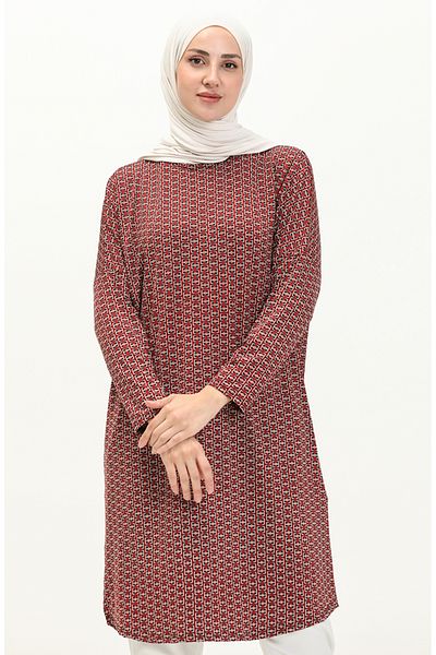 sefamerve Bat Sleeve Patterned Tunic