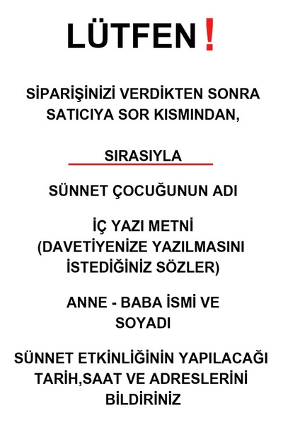 Cem Davetiye Sünnet Davetiyesi 1200 100 Adet Baskı Dahil