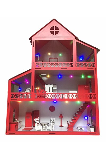 BELİNAY ÇOCUK DÜNYASI مسرح خشبي 80 سم 27 قطعة مع أضواء LED حمراء مكتوب عليها ...