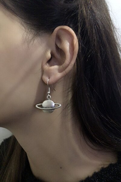 s4s Gümüş Kaplama Satürn Küpe