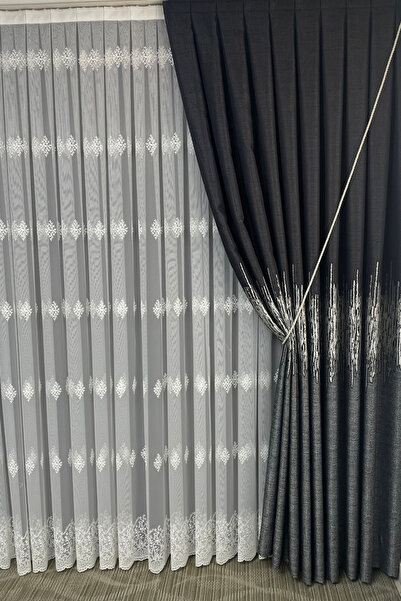 Cortibo Темно-сірий Palermo з візерунком, 1 до 3, щільна плісирована панель, штора