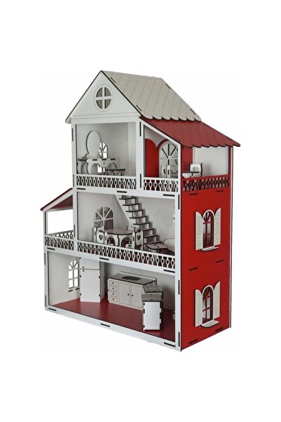 BELİNAY ÇOCUK DÜNYASI Ahşap Bebek Oyuncak Ev Portatif Bebek Evi