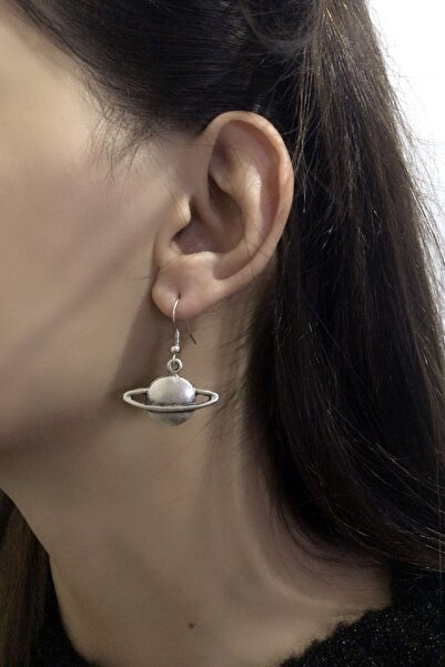 s4s Gümüş Kaplama Satürn Küpe