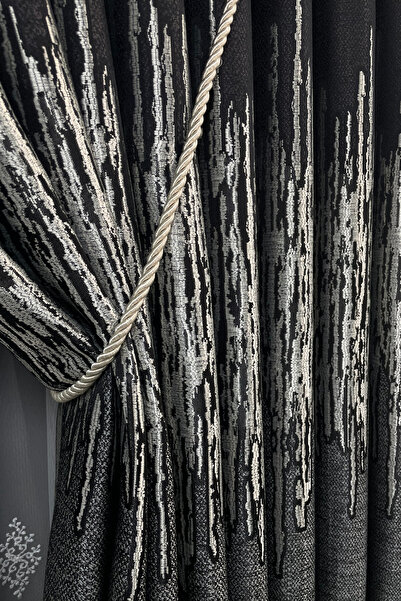 Cortibo Palermo Patterned - 2.5 Medium Pleated, Dark Gray Background Curtain Board