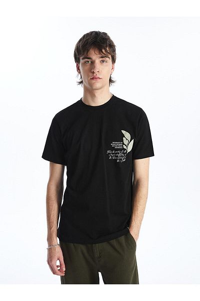LC Waikiki Ανδρικό μπλουζάκι LCW Casual Crew με λαιμόκοψη κοντό μανίκι με εμπριμέ χτενισμένο βαμβάκι