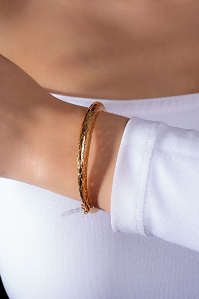 MÜCEVHER SARAYI 22 Ayar Altın Yılan Desenli Kelepçe