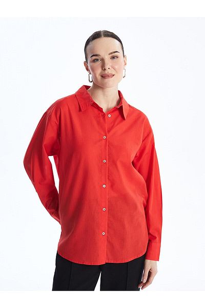 LC Waikiki Cămașă de damă din popelin oversize cu mânecă lungă