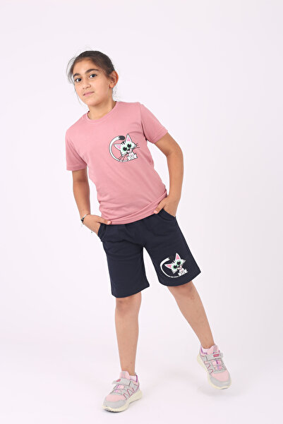 Çiggo Kids 3-piece Print Detailed Pocketed Shorts/capri Set for Girls