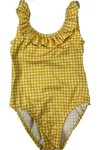 shra mayo Girls' Swimsuit - Ruffled and Gingham Pattern