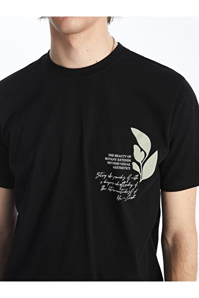 LC Waikiki Ανδρικό μπλουζάκι LCW Casual Crew με λαιμόκοψη κοντό μανίκι με εμπριμέ χτενισμένο βαμβάκι