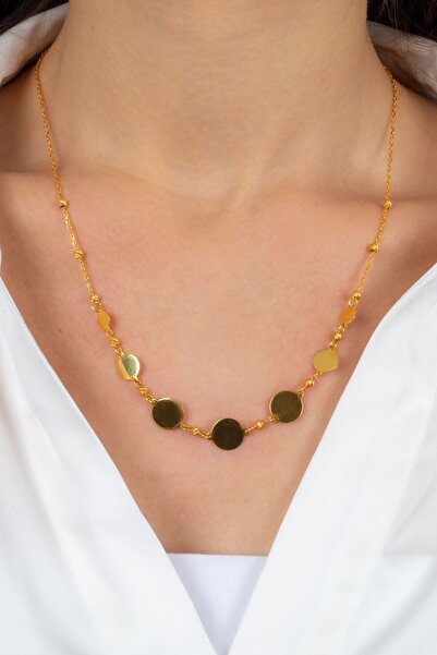 MÜCEVHER SARAYI 22 Ayar Altın Dorika Tasarım Pul Kolye