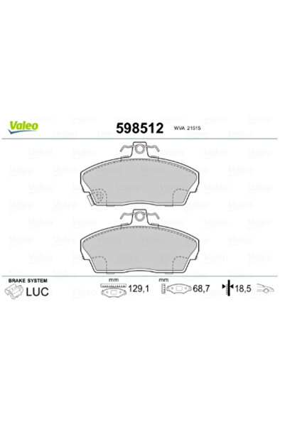 VALEO FREN BALATA ÖN LAND ROVER - HONDA CIVIC - ROVER 200-400  VALEO 598512