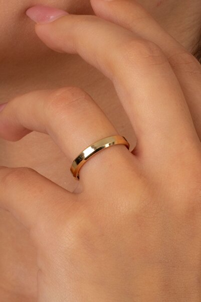 MÜCEVHER SARAYI 14 Ayar Altın Klasik 3mm Köşeli Düz Alyans Yüzük