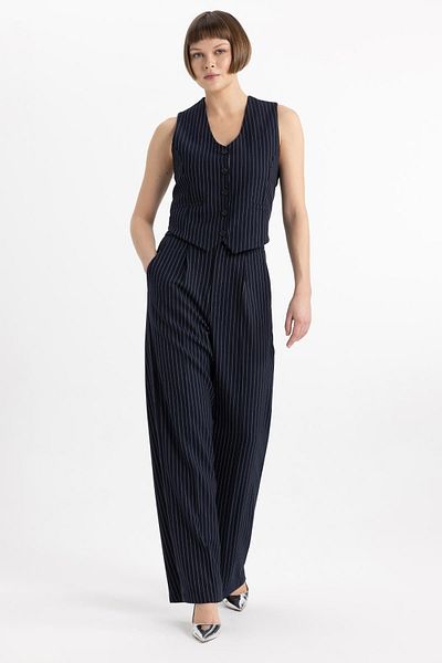 DeFacto V-Neck Striped Button Blazer Vest C2027Ax24Sp