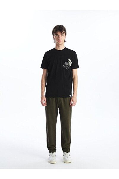 LC Waikiki Ανδρικό μπλουζάκι LCW Casual Crew με λαιμόκοψη κοντό μανίκι με εμπριμέ χτενισμένο βαμβάκι