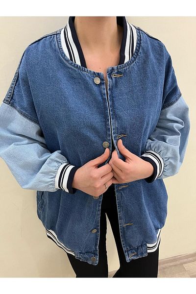 hot fashions Women's Oversize Oversize Loose-Wide Fit (SIZE 40-42-44) Two Blue Color Tone Style Jeans Jacket