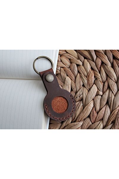 CONOCER Airtag Protective Compatible Genuine Leather Case Keychain Handmade