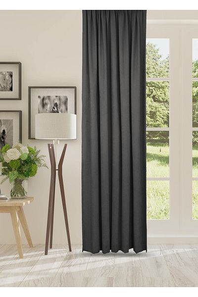 cheap's home Honeycomb Textured Velvet Woven Plain Stitching Extraphore Drawstring Background Curtain (ANTHRACITE)
