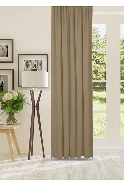 cheap's home Honeycomb Textured Velvet Woven Plain Stitching Extrafor Drawstring Background Curtain (BEIGE)