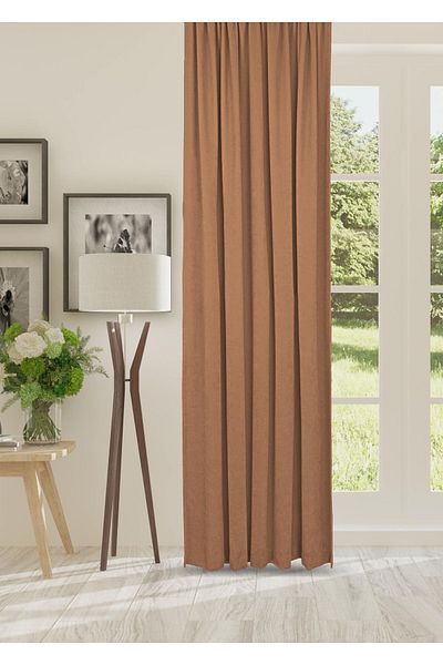 cheap's home Honeycomb Textured Velvet Woven Plain Stitching Extrafor Drawstring Background Curtain (MILKY BROWN)