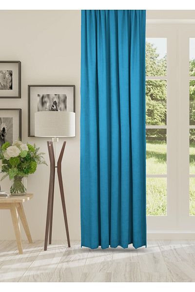 cheap's home Honeycomb Textured Velvet Woven Plain Stitching Extrafor Drawstring Background Curtain (PETROL)