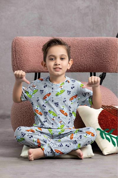 Sude HOMEWEAR Boy's Dog Patterned Short Sleeve Pajama Set