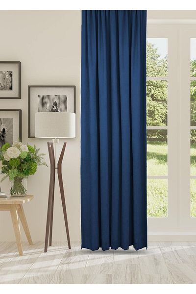 cheap's home Honeycomb Textured Velvet Woven Plain Stitching Extraphore Drawstring Background Curtain (DARK BLUE)