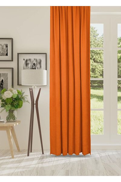 cheap's home Perdele de fundal cu șnur extrafor țesut din catifea cu textura tip fagure (ORANGEL)