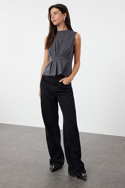 Trendyol Collection Πλεκτή Ανθρακί Μπλούζα - TWOSS24BZ00587