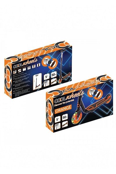 Furkan Toys Cool Wheels 5 - HeIght Adjustable, 2 Wheel LIghted Scooter Orange Fr58932