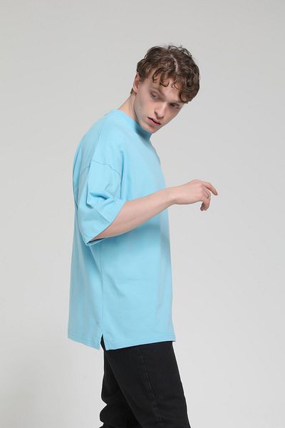Rocqerx Tricou de bază oversize cu detaliu cu fantă laterală R-5543