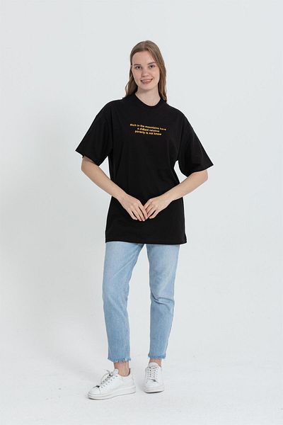 Rocqerx R-5724 Μπλουζάκι με λαιμόκοψη Panda με στάμπα Oversize