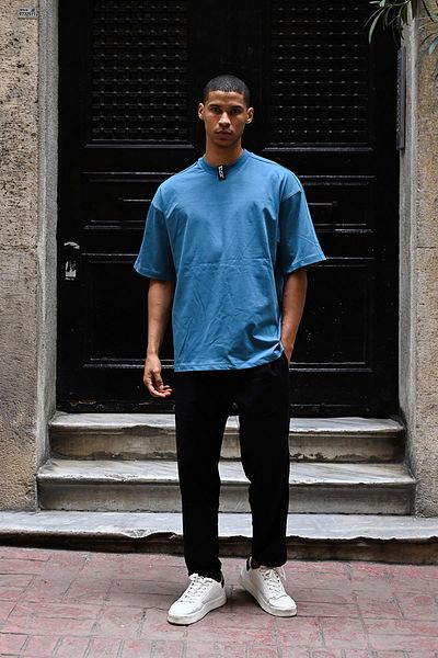 Rocqerx R-5784 Tricou oversize cu decolteu triplu din jerseu