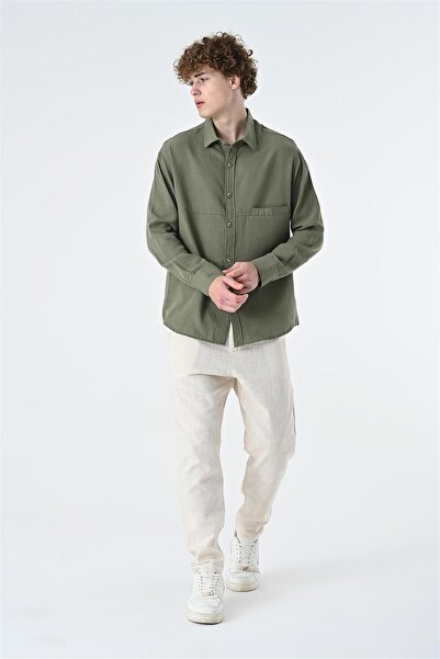 Rocqerx R-3885 Ceket Yaka Cep Detaylı Uzun Kol Gömlek