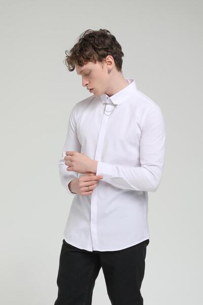 Rocqerx Поплинова риза с верижна яка R-1377