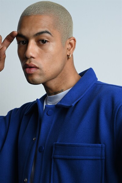 Rocqerx R-3858 Jacket Collar Pocket Detailed Stamped Shirt