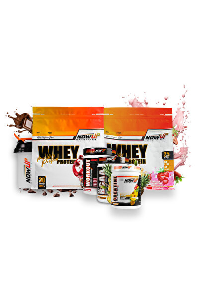 NOWUP NUTRITION Spor Tutkunlarına Xl Paket | 2x Whey Protein, Pre-workout, Bcaa, Kreatin, Shaker