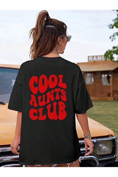 coolart Cool Club T-Shirt - Μαύρο με στάμπα, Oversize Καλοκαιρινό κοντομάνικο...